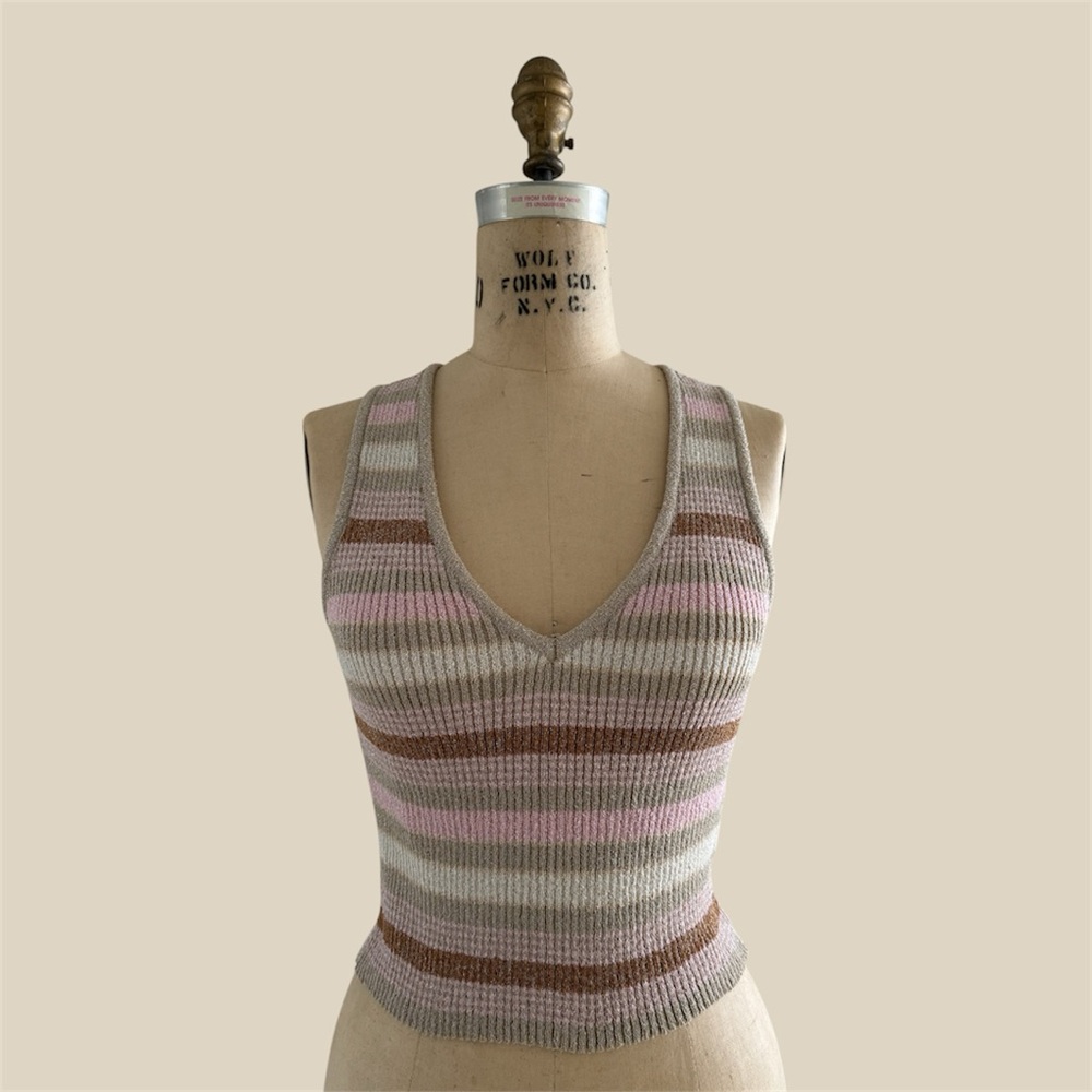 Striped Knit Sleeveless Top